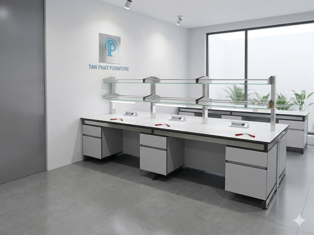 Bàn thí nghiệm trung tâm – Giải pháp tối ưu cho phòng lab hiện đại 2 Bàn thí nghiệm trung tâm